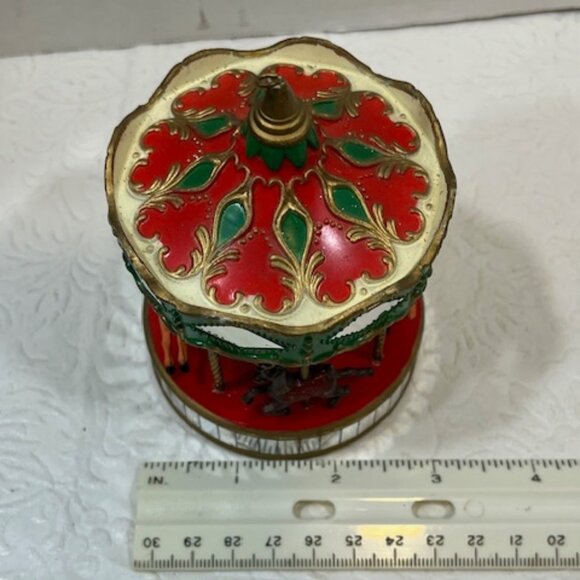 VTG 1991 Noma Carousel Merry Go Round Mirror Christmas Plastic Ornament 4" Tall - Picture 12 of 14